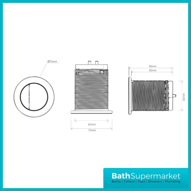 Tavistock Round Brushed Brass Pneumatic Dual Flush Button