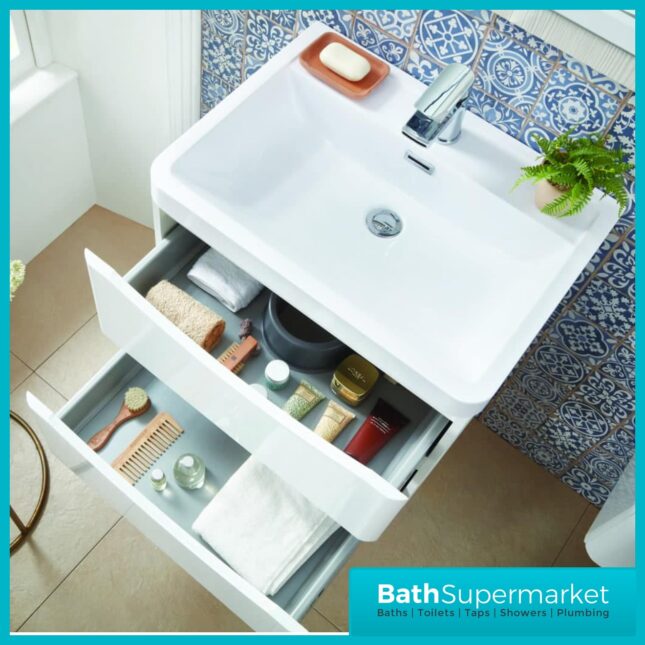Sognare Cella Gloss White Wall Hung Vanity Unit & Basin 500mm