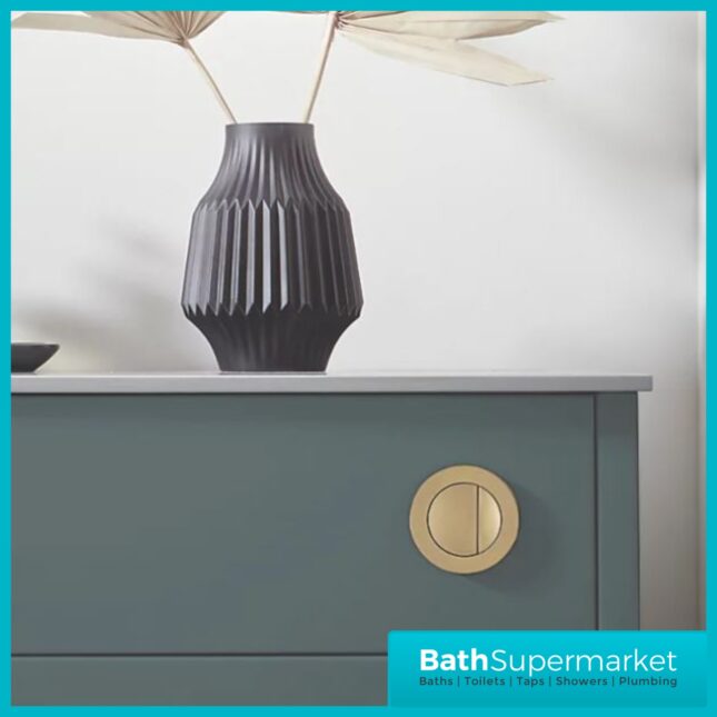 Tavistock Round Brushed Brass Pneumatic Dual Flush Button - Image 2