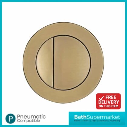 Tavistock Round Brushed Brass Pneumatic Dual Flush Button