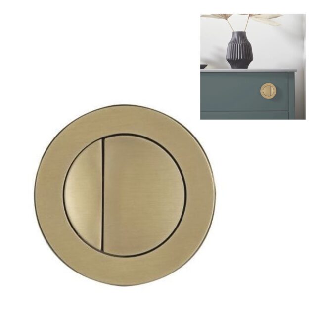 Tavistock Round Brushed Brass Pneumatic Dual Flush Button - Image 5