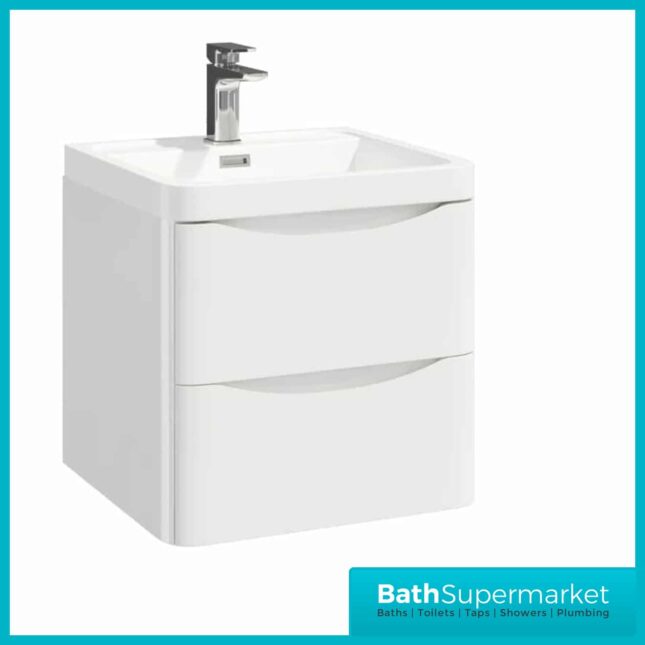 Sognare Cella Gloss White Wall Hung Vanity Unit & Basin 500mm