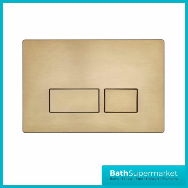Plaza Brushed Brass Square Button Dual Flush Push Plate