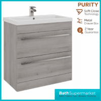 Purity Grey Ash Floorstanding Drawer Unit & Ceramic Basin 600mm