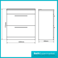 Purity Grey Ash Floorstanding Drawer Unit & Ceramic Basin 600mm