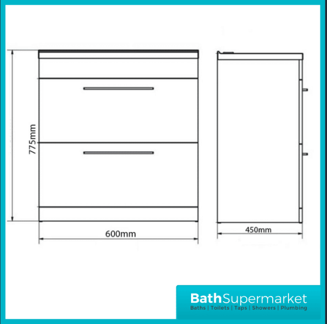 Purity Grey Ash Floorstanding Drawer Unit & Ceramic Basin 600mm