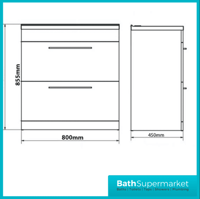 Purity Grey Ash Floorstanding Drawer Unit & Ceramic Basin 800mm