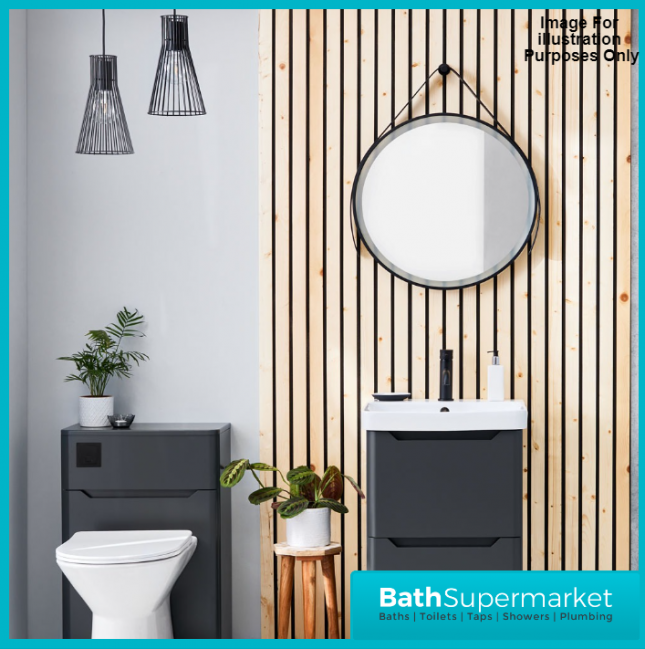 Biella Anthracite Wall Mounted Drawer Vanity Unit & Basin 500mm - Image 2