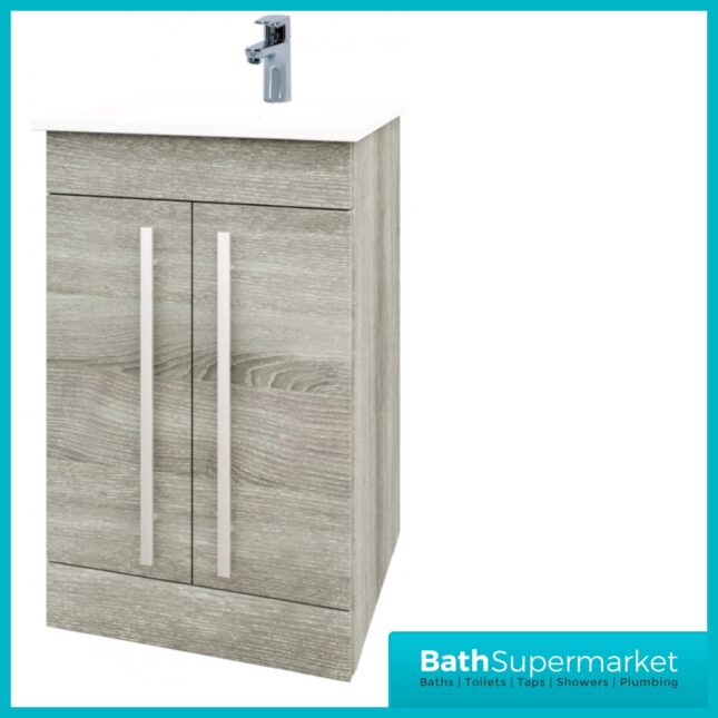 Purity Grey Ash Floorstanding Drawer Unit & Ceramic Basin 800mm