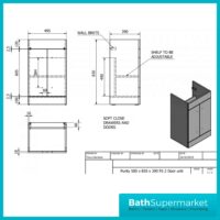 Purity Grey Ash Floorstanding Vanity Unit & Ceramic Basin 500mm