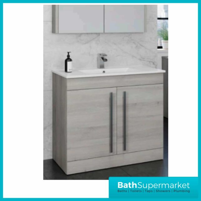 Purity Grey Ash Floorstanding Vanity Unit & Ceramic Basin 800mm