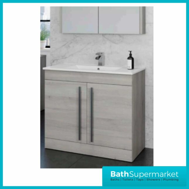 Purity Grey Ash Floorstanding Vanity Unit & Ceramic Basin 800mm