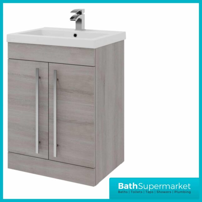 Purity Grey Ash Floorstanding Vanity Unit & Ceramic Basin 800mm