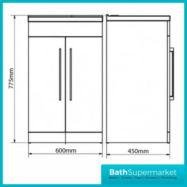 Purity Grey Ash Floorstanding Vanity Unit & Ceramic Basin 600mm
