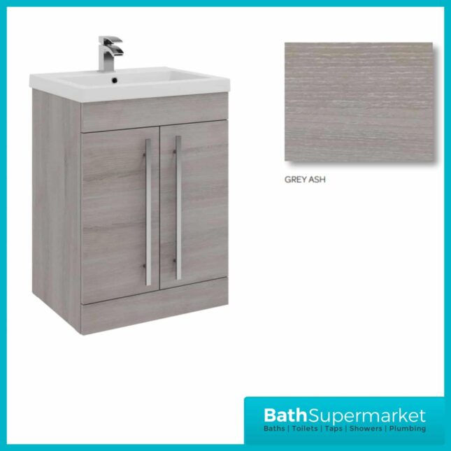 Purity Grey Ash Floorstanding Drawer Unit & Ceramic Basin 800mm