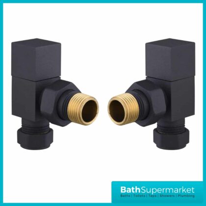 Tailored Black Cubic Square Angled Pair Radiator/Towel Rail Valves