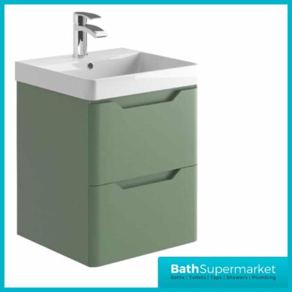 Biella Green Wall Mounted Vanity Unit & Basin 500mm