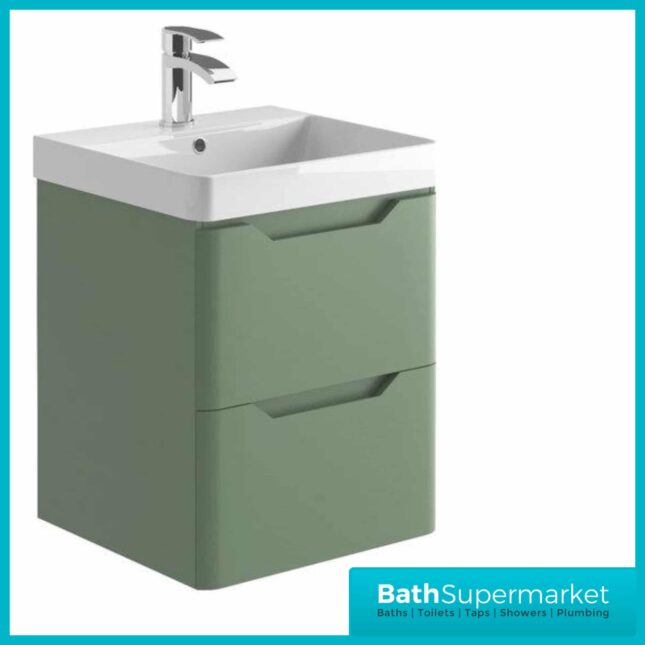 Biella Green Wall Mounted Vanity Unit & Basin 500mm
