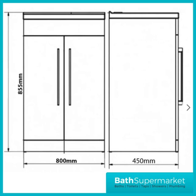 Purity Storm Grey Gloss Floorstanding Vanity Unit & Ceramic Basin 800mm