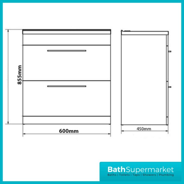 Purity Storm Grey Gloss Floorstanding Drawer Unit & Ceramic Basin 600mm