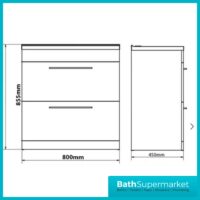 Purity Storm Grey Gloss Floorstanding Drawer Unit & Ceramic Basin 800mm - Image 3