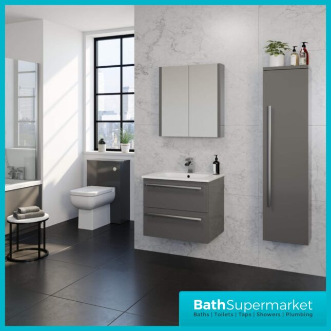 Purity Storm Grey Gloss Back To Wall WC Unit 505mm