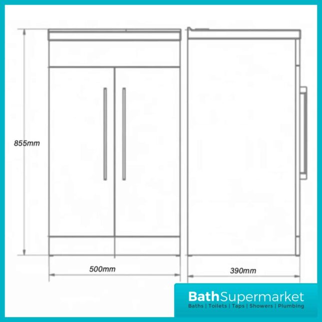 Purity Storm Grey Gloss Floorstanding Vanity Unit & Ceramic Basin 500mm