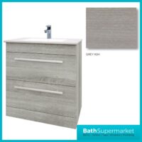 Purity Grey Ash Floorstanding Drawer Unit & Ceramic Basin 600mm
