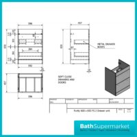 Purity Silver Oak Floorstanding Drawer Unit & Ceramic Basin 600mm - Image 5