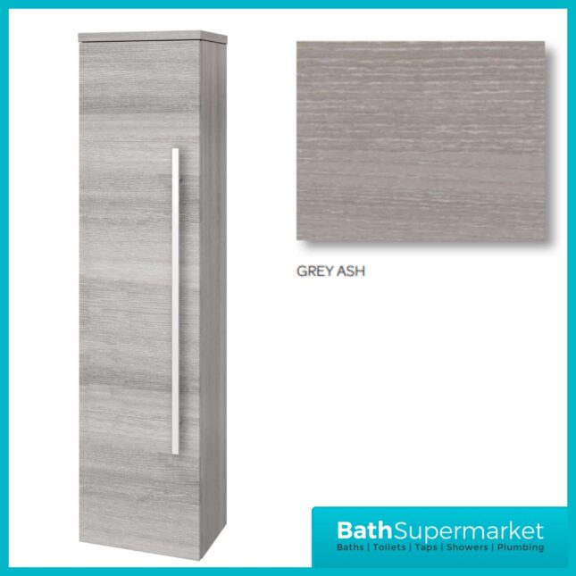Purity Grey Ash Wall Mounted Side Tall Storage Unit 1400mm
