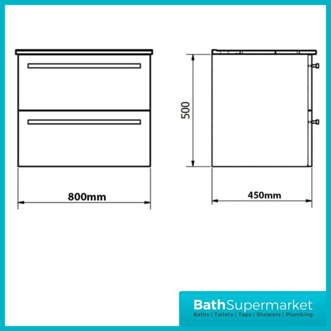 Purity Grey Ash Wall Mounted Drawer Unit & Ceramic Basin 800mm