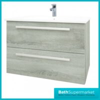 Purity Grey Ash Wall Mounted Drawer Unit & Ceramic Basin 800mm