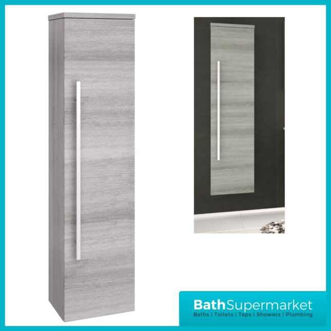 Purity Silver Oak Wall Mounted Side Tall Storage Unit 1400mm - Image 8