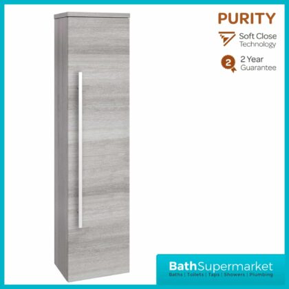 Purity Grey Ash Wall Mounted Side Tall Storage Unit 1400mm