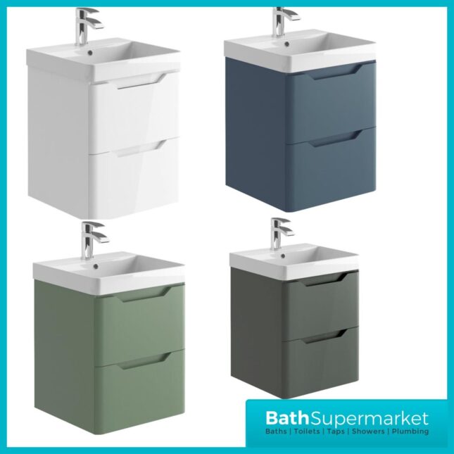 Biella Anthracite Wall Mounted Vanity Unit & Basin 500mm