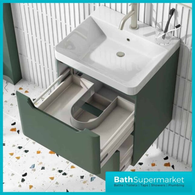 Biella Green Wall Mounted Vanity Unit & Basin 500mm