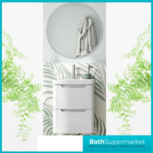 Biella Gloss White Wall Mounted Drawer Vanity Unit & Basin 500mm - Image 6