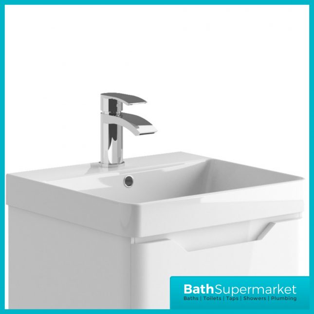 Biella Gloss White Floor Standing Drawer Vanity Unit & Basin 500mm