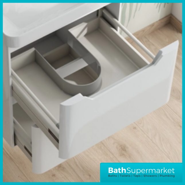 Biella Gloss White Wall Mounted Drawer Vanity Unit & Basin 500mm
