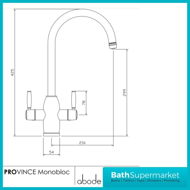 Abode Province Brushed Nickel 4-In-1 Monobloc Instant Hot Tap & Water Tank
