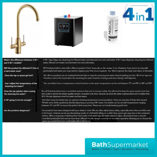 Abode Province Antique Brass 4-In-1 Monobloc Instant Hot Tap & Water Tank