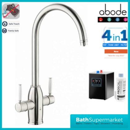 Abode Province Brushed Nickel 4-In-1 Monobloc Instant Hot Tap & Water Tank