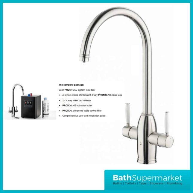 Abode Province Brushed Nickel 4-In-1 Monobloc Instant Hot Tap & Water Tank