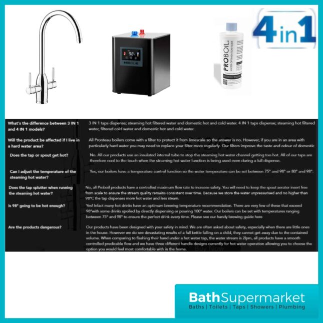 Abode Province Brushed Nickel 4-In-1 Monobloc Instant Hot Tap & Water Tank
