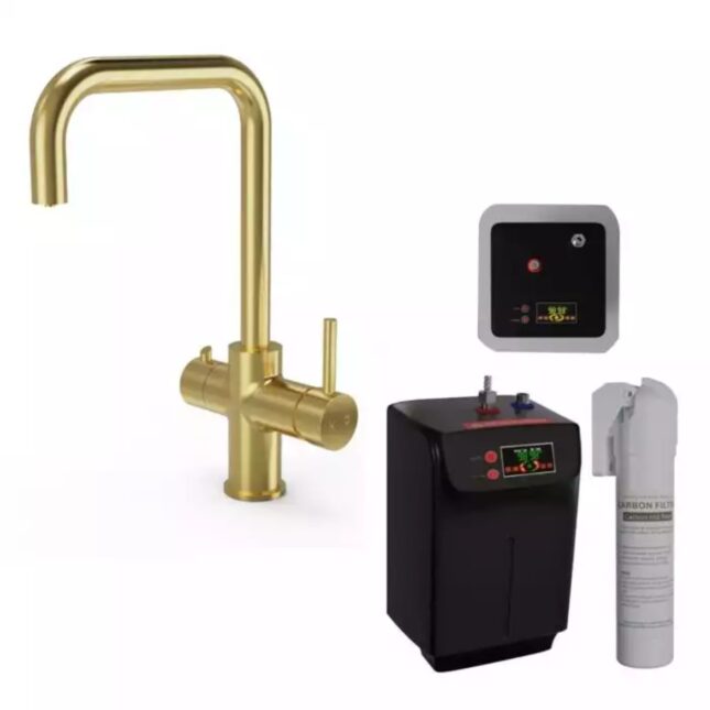 Ellsi 4 in 1 Hot Water Kitchen Sink Mixer Tap Brushed Brass - Image 12