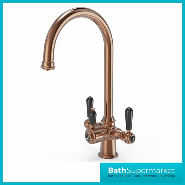 Brushed Copper Traditional Cruciform Black Handle 3-In-1 Instant Boiling Water Tap