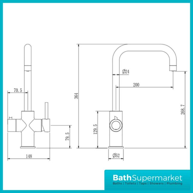 Brushed Brass 4-In-1 Instant Boiling Hot Water Kitchen Tap