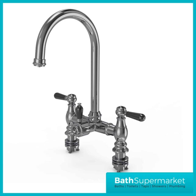 Chrome Traditional Bridge Black Handle 3-In-1 Instant Boiling Tap