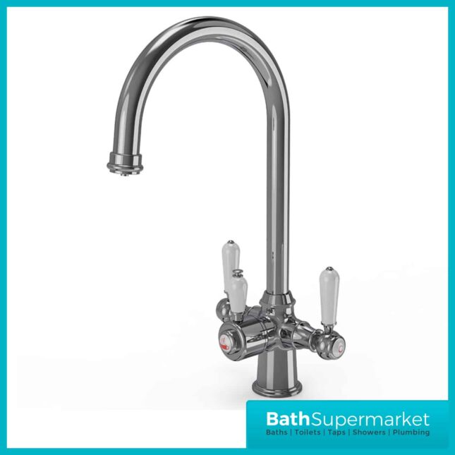 Chrome Traditional Cruciform White Handle 3-In-1 Instant Boiling Water Tap
