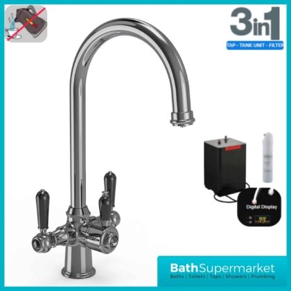 Chrome Traditional Cruciform Black Handle 3-In-1 Instant Boiling Water Tap